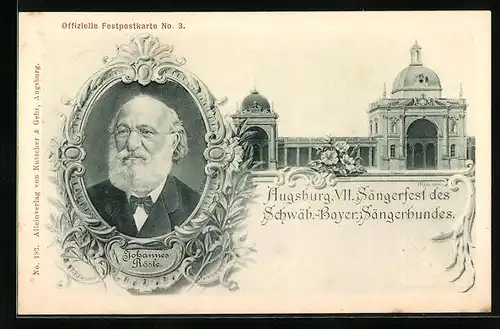 AK Ganzsache Bayern PP15D16 /02, Augsburg, VII. Sängerfest des Schwäb.-Bayer. Sängerbundes, Johannes Rösle