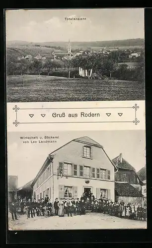 AK Rodern, Totalansicht, Gasthaus und Bäckerei von Leo Landmann
