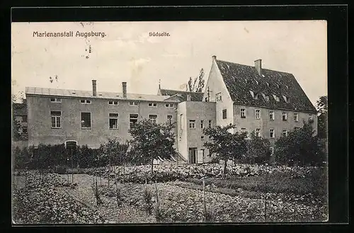 AK Augsburg, Blick auf die Marienanstalt von der Südseite aus gesehen