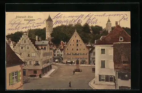 AK Biberach-Riss, Blick auf den Kaiserplatz mit Geschäften