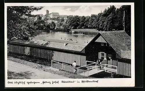 AK Pfullendorf, Blick auf das Franz Adolf Waldbad mit Blick zur Stadt