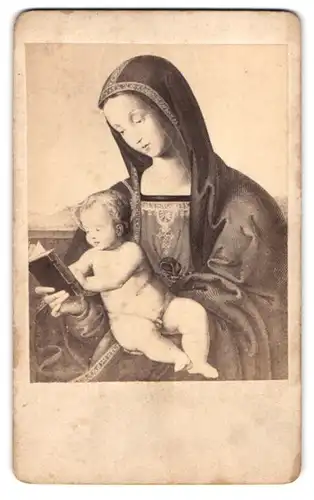 Fotografie unbekannter Fotograf und Ort, Gemälde: Madonna mit dem Kinde nach Raphael