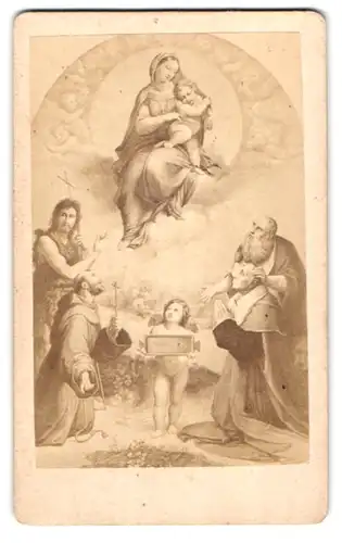 Fotografie unbekannter Fotograf und Ort, Gemälde: La Vierge au donataire nach Rafael