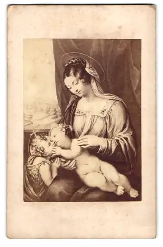 Fotografie unbekannter Fotograf und Ort, Gemälde: Madonna La Vierge, l`enfant-Jesus et Sanit-Jean nach Gimignano