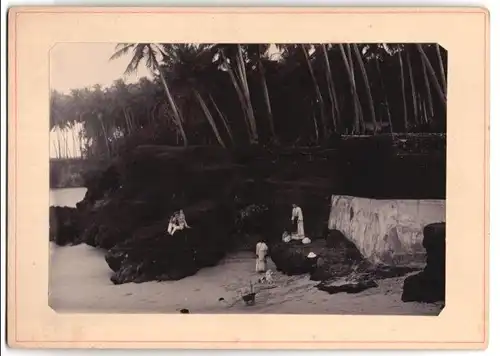Fotografie unbekannter Fotograf, Ansicht Tellicherry - Thalassery / Indien, Strand mit Gartenterrasse um 1905