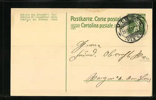 Lithographie Chocolat Suchard, Mädchen mit Schokoladenpackung