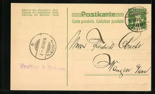 Lithographie Chocolat Suchard, Lieferjunge mit Schokolade