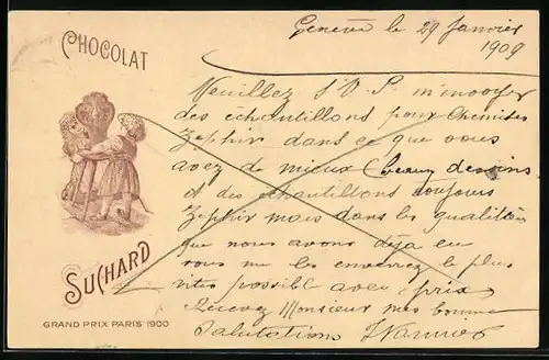 Lithographie Chocolat Suchard, Kinder spielen Verstecken