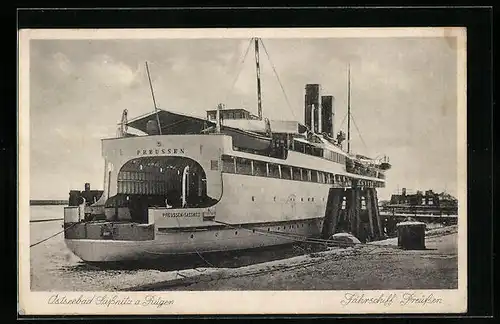 AK Sassnitz /Rügen, Fährschiff Preussen am Anleger