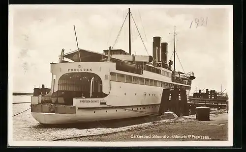 AK Sassnitz, Fährschiff Preussen am Anleger