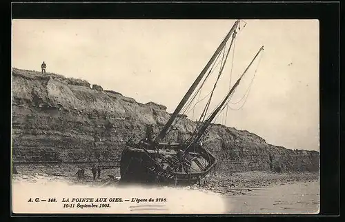 AK La Pointe aux Oies, L`epave du 2736, 1908, Seenotrettung