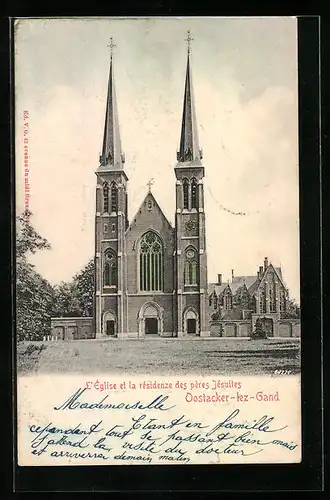 AK Oostacker-lez-Gand, L`Eglise et la residenze peres Jesuites