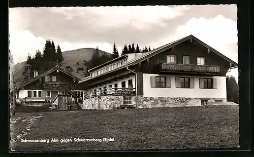 AK Elbach, Berggaststätte Schwarzenberg auf Alm mit Schwarzenberg-Gipfel