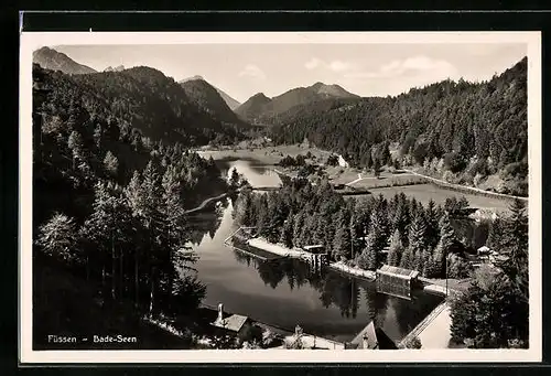 AK Füssen, Blick auf Bade-Seen