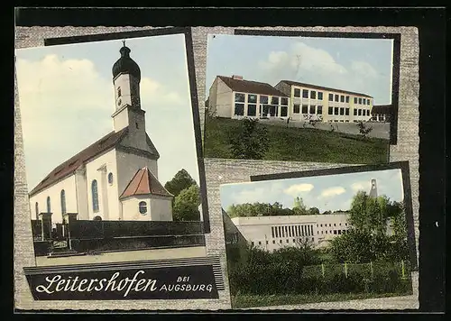 AK Leitershofen, Teilansichten mit Kirche