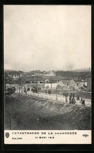 AK Courneuve, Explosion am 15.03.1918, Staubwolke aus der Ferne