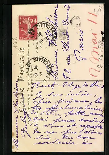 AK Berck-Plage, Type de Verrotière, Muschelsammlerin