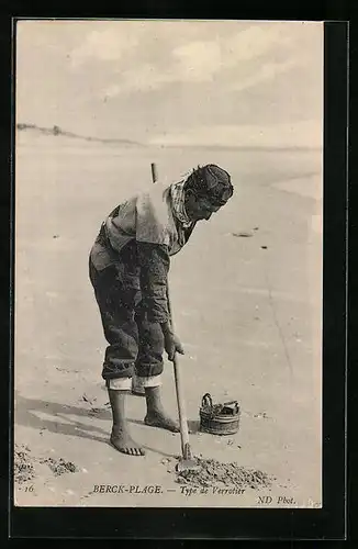 AK Berck-Plage, Type de Verrotièr, Muschelsammler