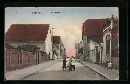 AK Osthofen, Blick in die Bismarckstrasse