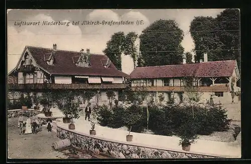 AK Niederburg, Gasthaus mit Grünanlage
