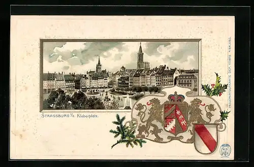 Lithographie Strassburg, Kleberplatz gegen Münster