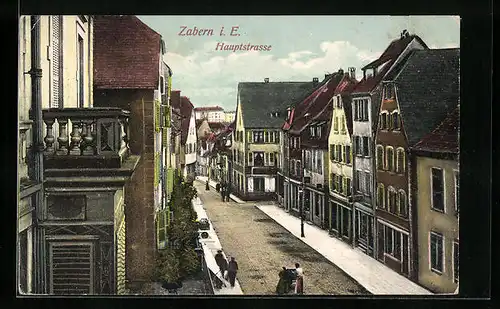 AK Zabern, Hauptstrasse aus der Vogelschau