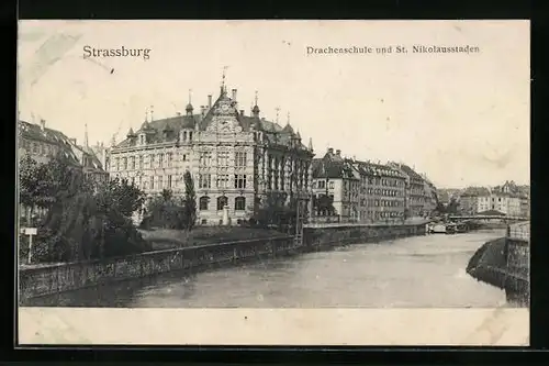 AK Strassburg, Drachenschule und St. Nikolausstaden