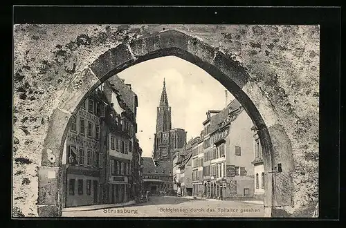 AK Strassburg, Blick auf Goldgiessen, durch das Spitaltor gesehen
