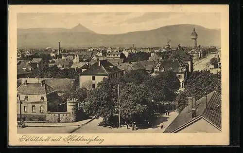 AK Schlettstadt, Teilansicht mit Hohkönigsburg