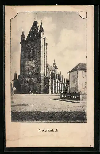 AK Niederhaslach, Kirche mit Glasfenster