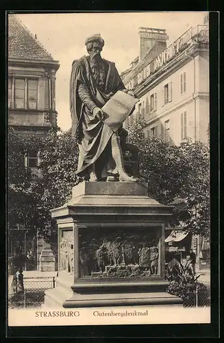 AK Strassburg, Ansicht Gutenbergdenkmal