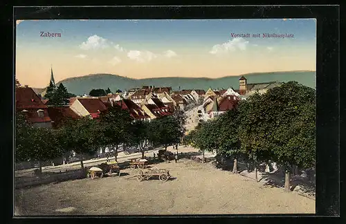 AK Zabern, Vorstadt mit Nikolausplatz