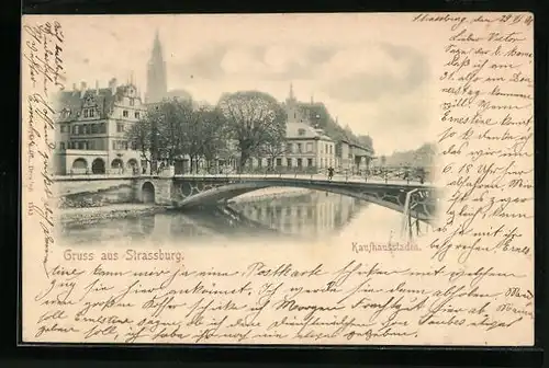 AK Strassburg, Kaufhausstaden mit Brücke