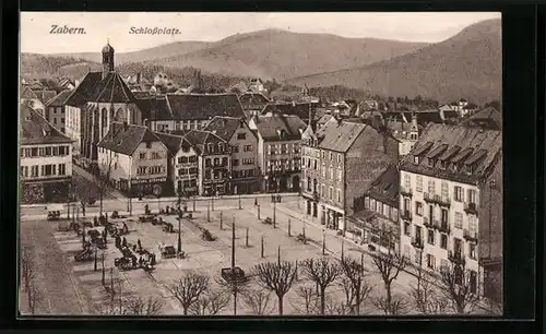 AK Zabern, Shclossplatz mit Restaurant