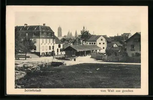 AK Schlettstadt, Ortspartie vom Wall aus gesehen