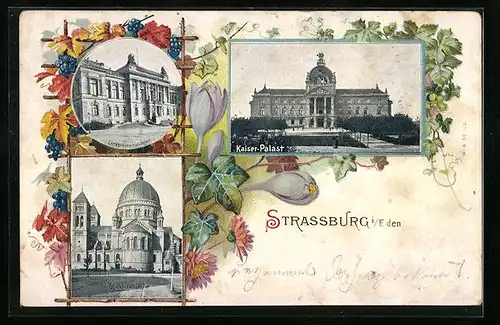 AK Strassburg i /E., Kaiser-Palast, Landesausschuss-Palast, St. Peterskirche