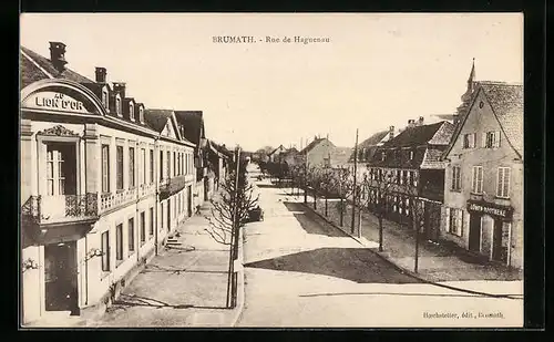 AK Brumath, Rue de Haguenau, Strassenpartie