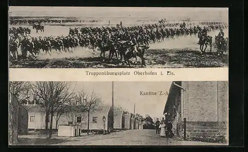 AK Oberhofen, Kantine Z.-A., Soldaten im Marsch