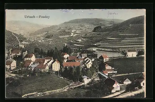 AK Urbach, Totalansicht mit Gebirge