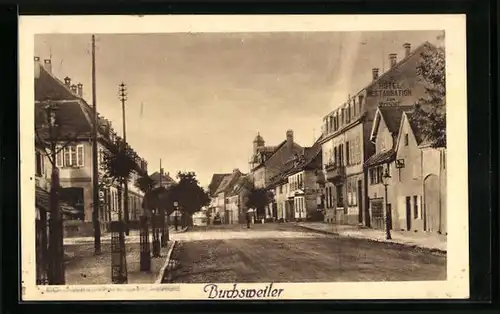 AK Buchsweiler, Strassenpartie mit Hotel zur Sonne