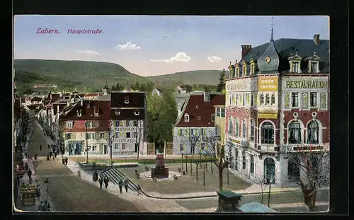 AK Zabern, Hauptstrasse aus der Vogelschau