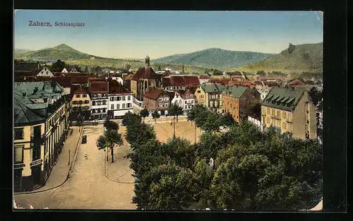 AK Zabern, Schlossplatz aus der Vogelschau