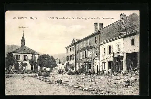 AK Saales, Strassenpartie nach der Beschiessung durch Franzosen