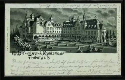 Mondschein-Lithographie Freiburg i. B., Ev. Diakonissen- & Krankenhaus