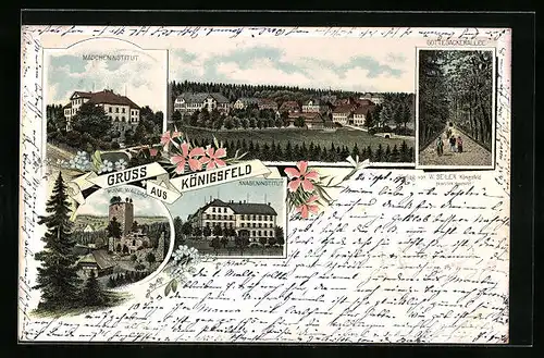 Lithographie Königsfeld, Mädchen- und Knabeninstitut, Gottesackerallee