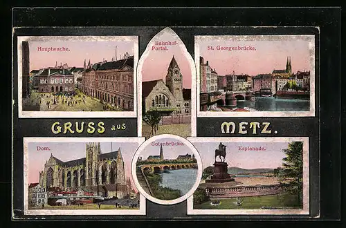 AK Metz, Bahnhof, Hauptwache, Esplanade