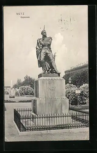 AK Metz, Esplanade mit Denkmal