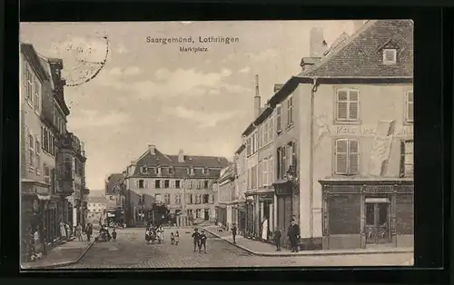 AK Saargemünd, Kinder auf dem Marktplatz