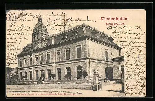 AK Diedenhofen, Postgebäude Aussenansicht