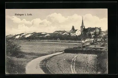 AK Rixingen i. Loth., Kirche, Weg in den Ort